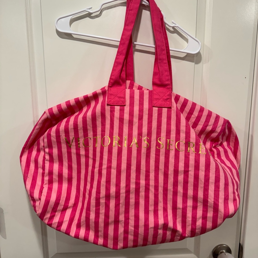 Victoria's Secret Hot Pink & Light Pink Striped Tote